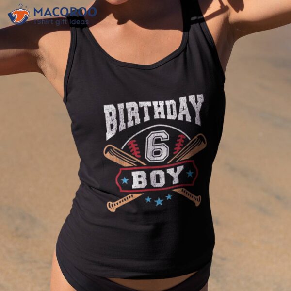 Kids 6 Years Old Boy 6th Birthday Shirt Baseball Gift