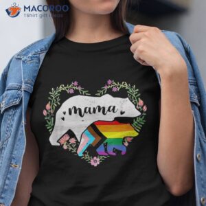 Lgbtq Mama Bear Progress Pride Flag Gay Equal Rights Rainbow Shirt