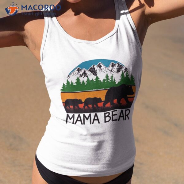 Mama Bear With 2 Cubs Tee Retro Mountains Mother’s Day Shirt