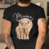 Mama Highland Cow With Baby Calf Floral Mothers Day Mom Gift Shirt