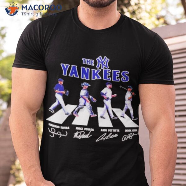 Mariano Rivera Jorge Posada Andy Pettitte And Derek Jeter The New York Yankees Abbey Road Signature Shirt