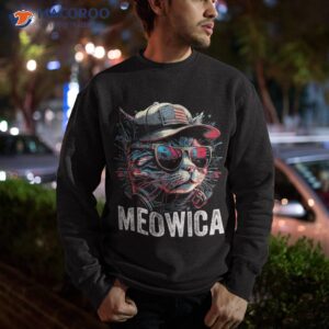 meowica 4th of july cat american flag america usa funny shirt sweatshirt