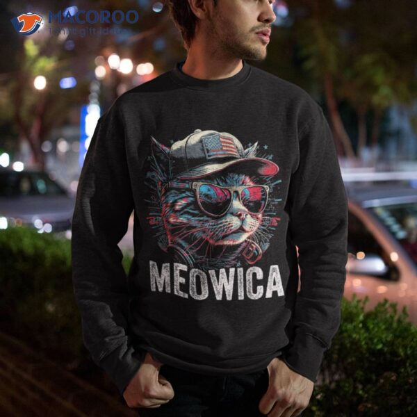 Meowica 4th Of July Cat American Flag America Usa Funny Shirt