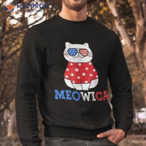 meowica american flag cute fat cat sunglusses 4th of july shirt sweatshirt