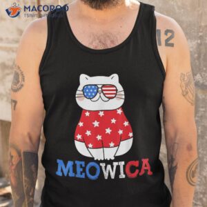 meowica american flag cute fat cat sunglusses 4th of july shirt tank top