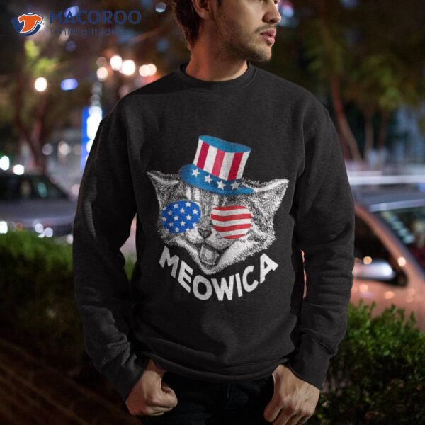 Meowica Patriotic July 4th Usa American Cat Lovers Funny Shirt