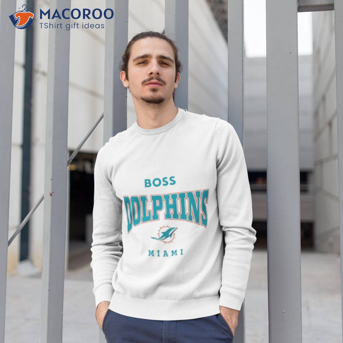 Men's BOSS X NFL White Miami Dolphins Huddle T-Shirt in 2023