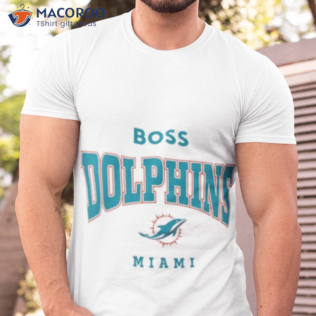 Men's Boss x NFL White Miami Dolphins Huddle T-Shirt Size: Small