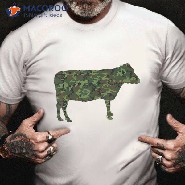 Military Cattle Camo Print Cow Bull Farm Veteran T-Shirt