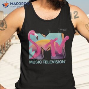 mtv distressed retro flamingo logo fill shirt tank top 3