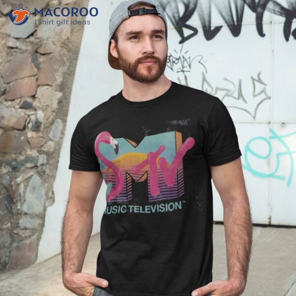 Mtv Distressed Retro Flamingo Logo Fill Shirt