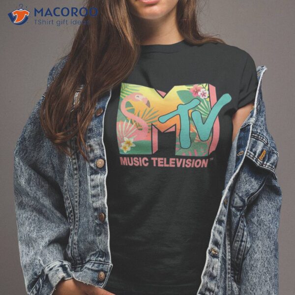 Mtv Flamingo Tropical Paradise Colorful Logo Graphic Shirt