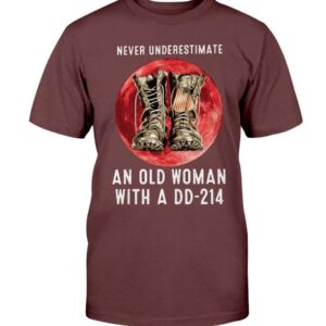 Never Underestimate An Old Woman With A Dd-214 Blood Moon T-Shirt