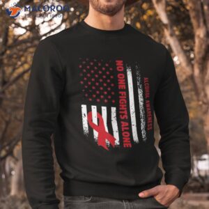 nobody fights alcohol alone usa flag red ribbon shirt sweatshirt