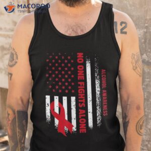 nobody fights alcohol alone usa flag red ribbon shirt tank top