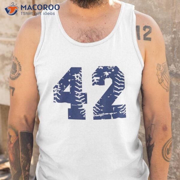 Number #42 Baseball Jersey Navy Blue Vintage Lucky Shirt