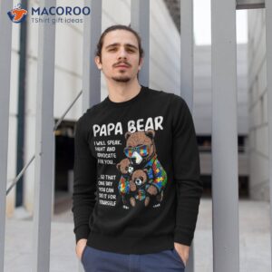 papa bear autism awareness design for dads with boy or girl shirt sweatshirt 1