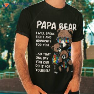 papa bear autism awareness design for dads with boy or girl shirt tshirt