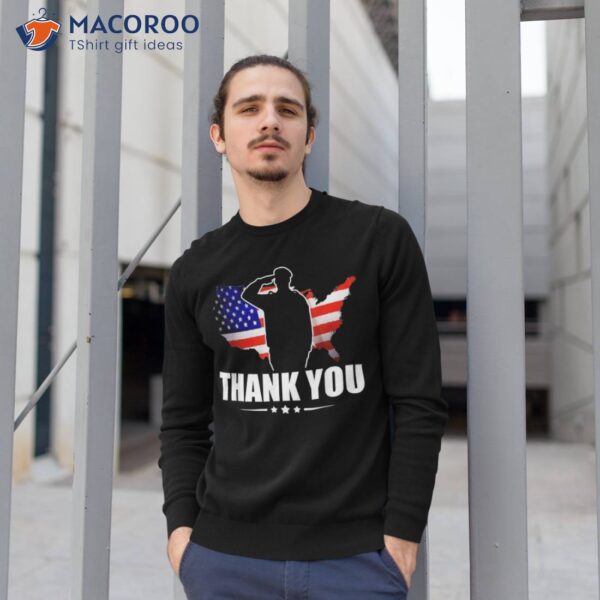 Patriotic American Flag Thank You For Your Service Veteran Shirt
