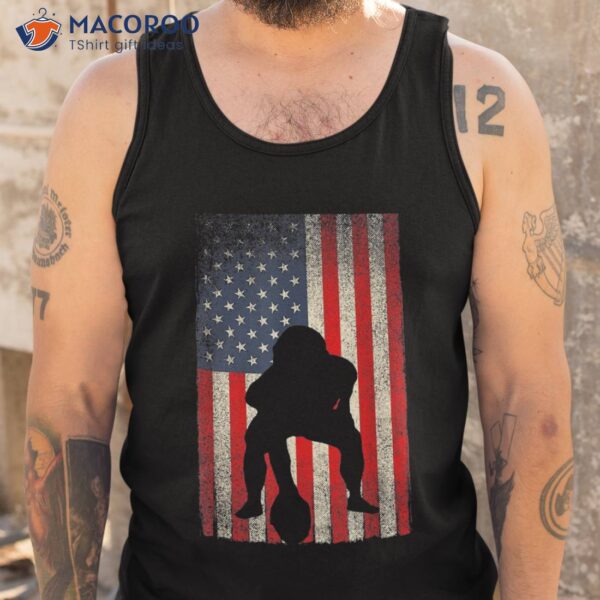 Patriotic Usa Flag American Football Season Party Lineman Shirt