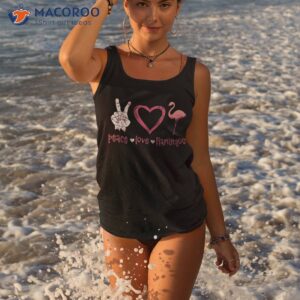 Peace Love Flamingo Tshirt Hand Sign Heart Lovers Shirt