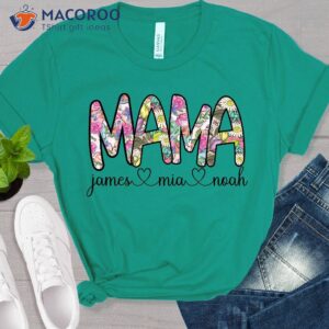 personalized names mom mama shirt with kids 2
