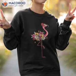 pink flamingo flockers watercolor hawaiian flowers lover shirt sweatshirt 2