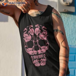 pink flamingo skull breast cancer awareness halloween shirt tank top 1