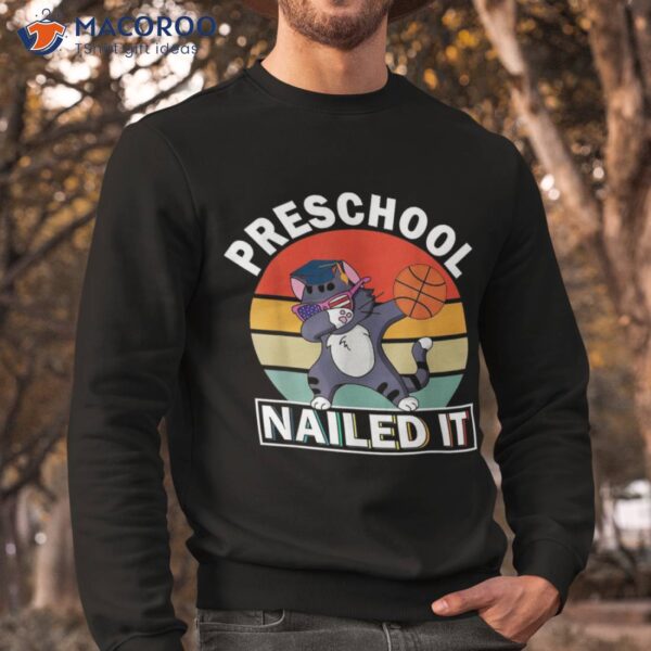 Preschool Nailed It Dabbing American Cat Graduation Cap Boys Shirt