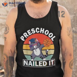 preschool nailed it dabbing american cat graduation cap boys shirt tank top