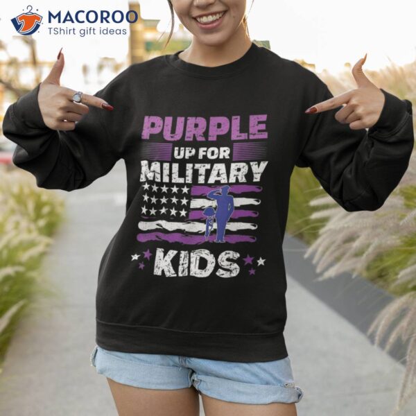 Purple Up For Military Kids Month Usa Flag Shirt