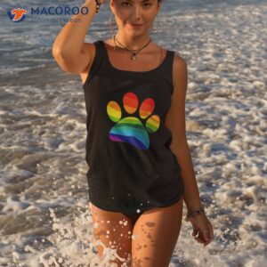 rainbow dog paw print shirt i love dogs tank top