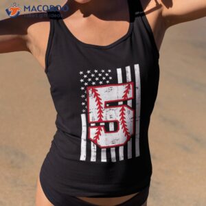 Retro American Flag 5th Birthday Vintage Baseball Shirt