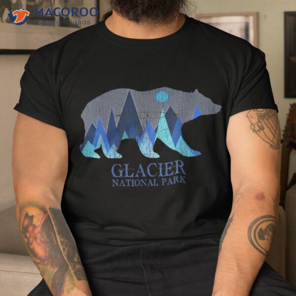 Retro Glacier Grizzly Bear National Park Shirt