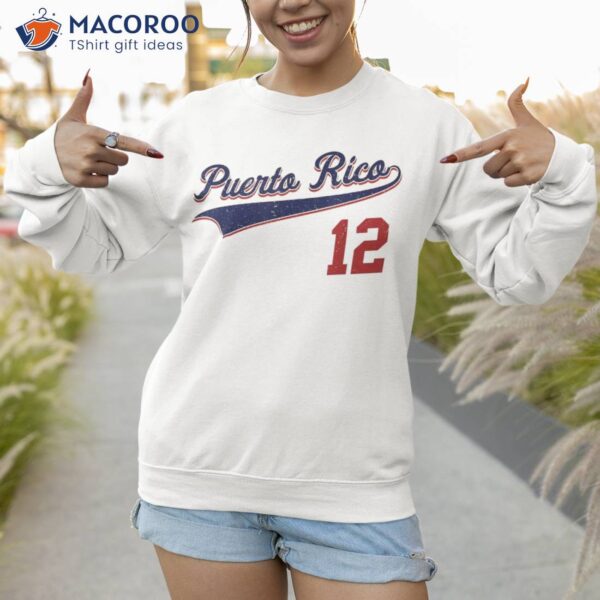 Retro Puerto Rico Beisbol Shirt Jersey Boricua Baseball 12