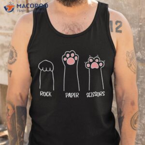 rock paper scissors hand game cute pink paw funny cat shirt tank top