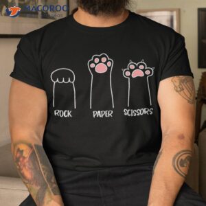 Rock Paper Scissors Hand Game Cute Pink Paw Funny Cat Shirt