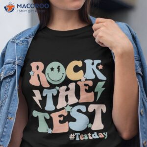 rock the test testing day retro motivational teacher student shirt tshirt
