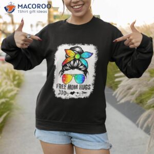 s free mom hugs messy bun rainbow lgbt pride mother s shirt sweatshirt 1