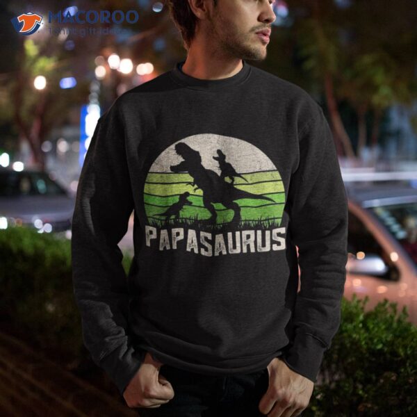 S Funny Grandpa Shirts, Papasaurus Dinosaur 2 Kids Fathers Day Shirt