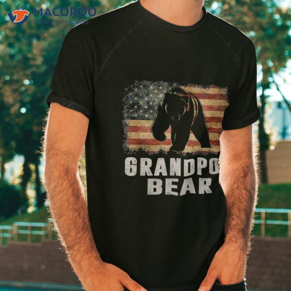 S Vintage Grandpop Bear American Flag 4th Of July Fathers Day Shirt