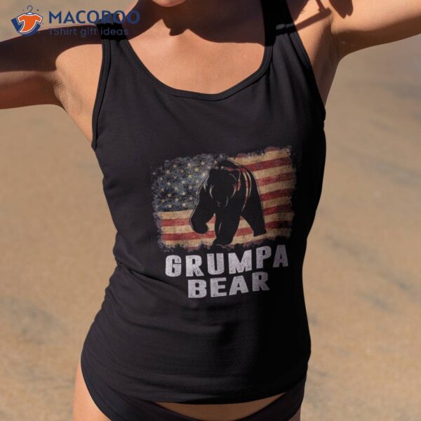 S Vintage Grumpa Bear American Flag 4th Of July Fathers Day Shirt