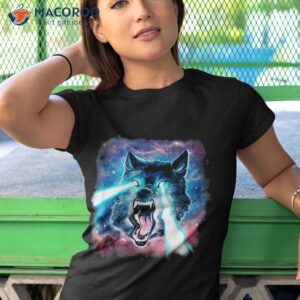 scary white wolf in space lasers realistic animal print shirt tshirt 1