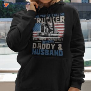 semi truck driver trucker daddy husband us american flag shirt hoodie 2