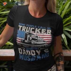 semi truck driver trucker daddy husband us american flag shirt tshirt 3