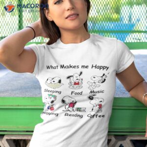 Snoopy What Makes Me Happy Shopping Reading Coffee Shirt 3 snoopy what makes me happy shopping reading coffee shirt tshirt 1