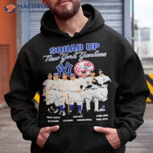 Squad up new york yankees mickey mantle babe ruth aaron judge signatures shirt