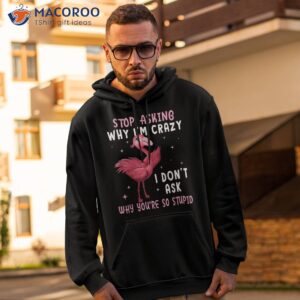 stop asking why i m crazy you re so stupid pink flamingo shirt hoodie 2