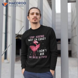 stop asking why i m crazy you re so stupid pink flamingo shirt sweatshirt 1