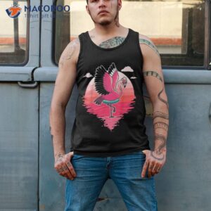 summer flamingo sunset pink bird shirt tank top 2